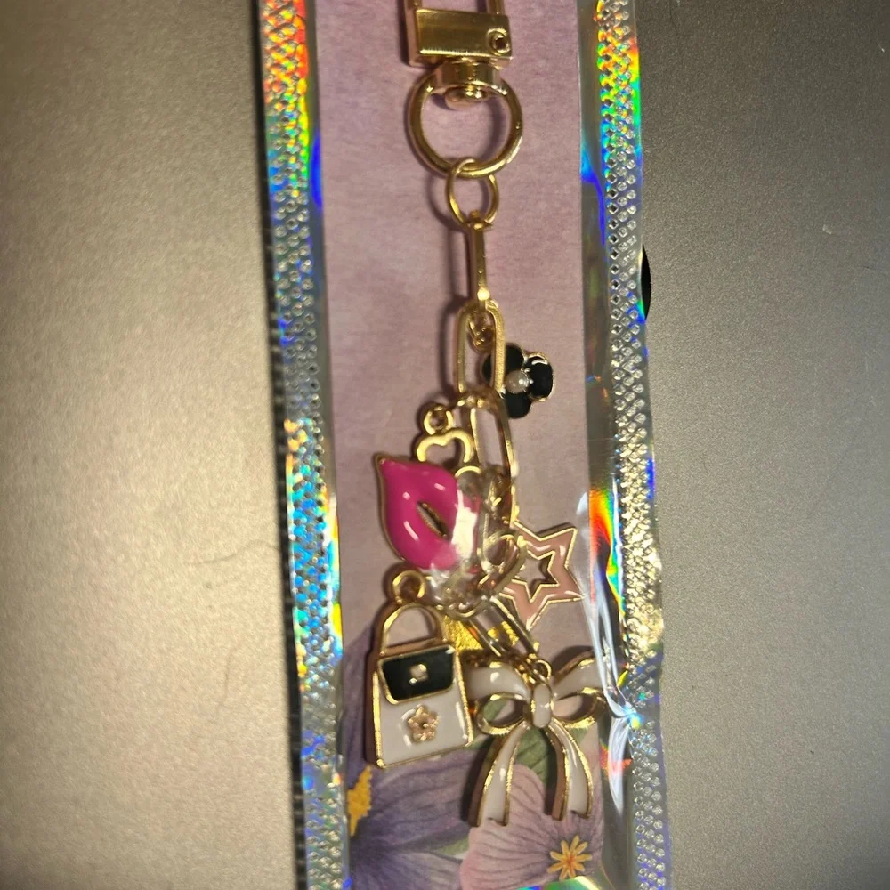 Chic‎ Gold and Pink Charm Keychain